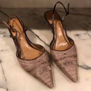 A. Marinelli Embroidered Slingback Heels